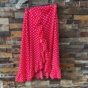 Charming Red Polka Dot Ruffle Skirt